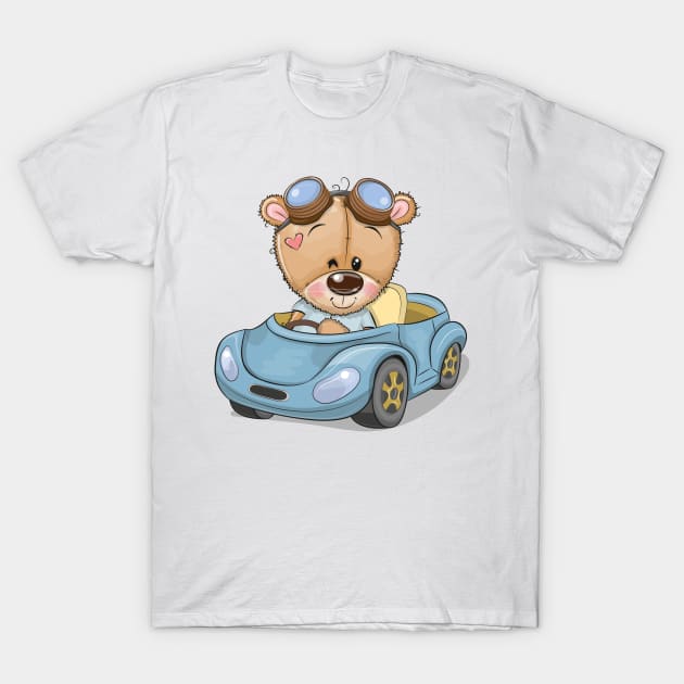 Cute teddy bear sitting behind the wheel of a car T-Shirt by Reginast777